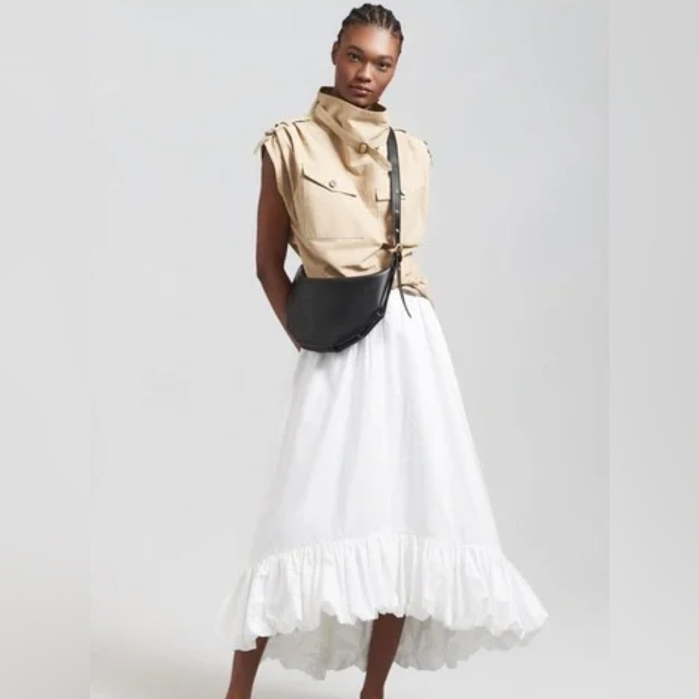 Anthropologie High-Low Elegant White Maxi Skirt